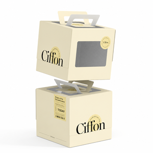 Boîte à gâteau personnalisée avec fenêtre transparente en PVC, poignée pliable, carton blanc couché, emballage pour pâtisserie et desserts, logo personnalisé - Product Image 1