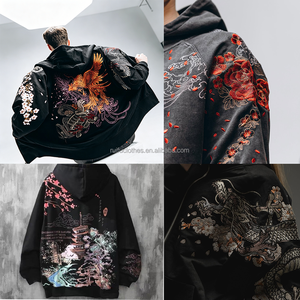 Hoodies personnalisés en coton épais avec broderie 3D plate, impression Stich, style streetwear, coupe oversize pour hommes - Product Image 3