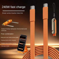 Base de Carga Rápida 2 en 1, 240W, Puerto USB-C, Adaptador de Cargador de Escritorio, Plegable, Multiángulo, Cables de Datos Desmontables para Teléfono Celular