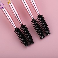 Ms.Miau Black Rose Gold Aluminum Ferrule Nylon Resin Handle Double-Ended Delicate Crystal Eyebrow Bendable Flat Makeup Brush Set