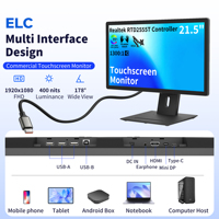 Monitor de Pantalla Táctil LCD IPS de 21.5 Pulgadas RTD2555T 1920x1080 Full HD con 10 Puntos de Tacto y Puertos USB para Mini DP para Uso Empresarial