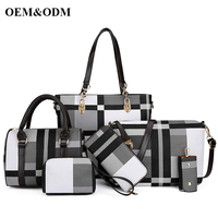 2025 Mode de haute qualité, Logo personnalisé Luxe femmes 6-en-1 mode Combo sac à main portefeuille ensemble Style décontracté avec deux poignées PU/
