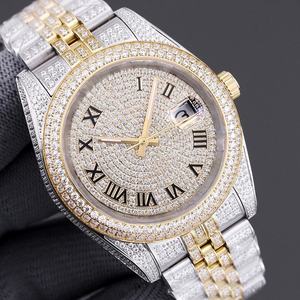 Luxurious handcrafted men's automatic <b>mechanical</b> <b>watch</b> with full diamonds, 41mm automatic movement, custom logo - Product Image 1