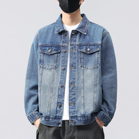 Blouson Bomber en Jean Rétro Noir de Qualité pour Homme, Col Montant, Coupe-Vent, Logo Frontal, Style Décontracté, Printemps Automne, Vêtement de Travail