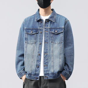 Chaqueta Bomber <span class=keywords><strong>de</strong></span> Mezclilla para Hombre, Estilo Retro, Negra, con Cuello Alto, Resistente al Viento, con Logotipo Frontal, Estilo Casual, para Primavera y Otoño, Ropa <span class=keywords><strong>de</strong></span> Trabajo - Product Image 2