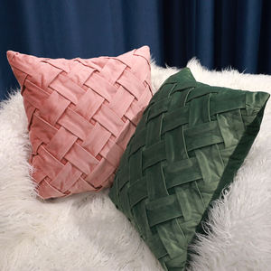 Lujo Color sólido 3D plisado Hogar personalizado decorativo cuadrado terciopelo tejido <span class=keywords><strong>funda</strong></span> de cojín <span class=keywords><strong>funda</strong></span> de almohada - Product Image 2