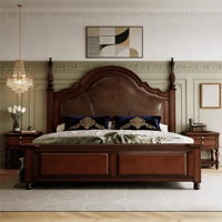 Lit double de luxe au design minimaliste moderne pour chambre principale, cadre en bois massif de 1,8 mètre avec rembourrage doux pour appartement