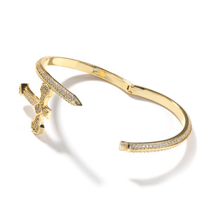 Hip Hop 18K oro ghiacciato braccialetti incrociati ortodossi personalizzato spada di giustizia bracciale incrociato per uomo donna gioielli - Product Image 2