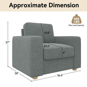 Sillón Convertible de Tela con Esponja de Alta Densidad, Reposabrazos Anchos, Diseño Curvo, Muebles para Sala de Estar, Dormitorio, Salón, Comedor - Product Image 4