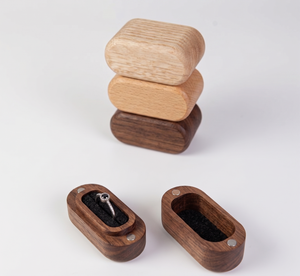 OEM Mini Wood Ring <b>Box</b> with Magnetic Closure and Velvet Lining Custom Logo Available for Gift - Product Image 5