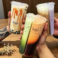Gobelet jetable double compartiment en plastique PP personnalisé de 700 ml (16 oz) pour thé au lait Boba, avec couvercle