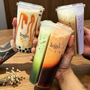 Vaso Desechable de Plástico PP de 700 ml (16 oz) con 2 Compartimentos, para Compartir Té con Leche Boba, con Tapa - Product Image 4