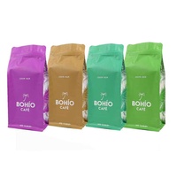 Op maat gedrukte 250g 500g 1kg aluminiumfolie stand-up zakjes met zijvouw zonder ventiel voor koffie, hitteverzegeld