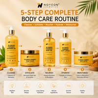 Kit de Soins Corporels Éclaircissants au Curcuma – Nouveau Gel Douche, Lait Corporel, Huile, Gommage Corporel et Beurre Corporel – Qualité Supérieure – Vente en Gros