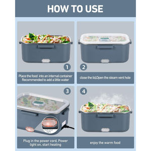 Offre Spéciale <span class=keywords><strong>Amazon</strong></span>, Boîte Repas Chauffante Électrique Portable en Acier Inoxydable, Réchauffe-Plat pour Voiture et Maison, Vente en <span class=keywords><strong>Gros</strong></span> - Product Image 5