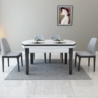 Ensemble de table à manger moderne 6 places avec chaises rondes en bois massif, écologique, pour appartement et hôtel, mobilier de salle à manger extensible
