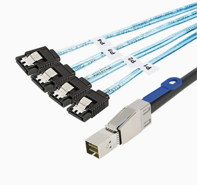 MINI SAS HD SFF-8644 Server Hard Drive Connection Cable with IC to 4X SATA 7P Straight Head