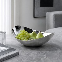 Corbeille à fruits asymétrique moderne et durable en acier inoxydable poli pour la décoration de table à manger à la maison, à l'hôtel ou lors de fêtes