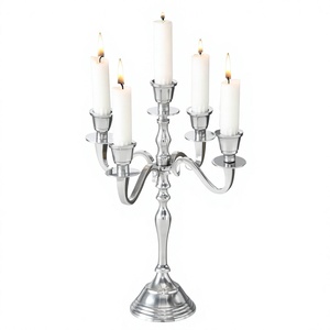 Magnifique Candelabre de Sol en Aluminium à 5 Bras, Fait Main, Écologique, pour Mariage, Noël, Fêtes, Décoration Intérieure, Plaqué Argent - Product Image 1
