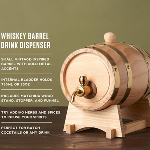 Barril de Madera para Whisky, Barril de Infusión de Whisky, Jarra de Moonshine con Grifo, Dispensador de Licores, Barril para Bebidas - Product Image 2