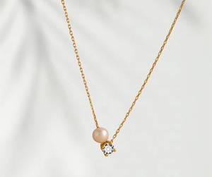 新ファッション女性シンプルステンレスネックレスジュエリー模造真珠誕生石ジルコンペンダントチョーカーネックレス - Product Image 3