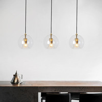 Lampe en verre minimaliste nordique créative à une tête salle à manger barre suspension trois têtes Duplex escalier suspension pour