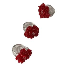 Anelli di Moda Raffinati in Acrilico con Fiore <span class=keywords><strong>Rosso</strong></span> <span class=keywords><strong>Vino</strong></span> Esagerato Personalizzati per Donne - Product Image 5