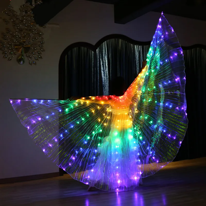 BestDance LED 천사 Isis 날개 밸리 댄스 LED 라이트 업 쇼 의상 축제 Isis 날개 소품
