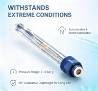 Capteur de pH en ligne haute température ACEasyFerm Plus PHI S8 225mm RS485 OEM/ODM Précision 0,01pH Stérilisable à la vapeur pour