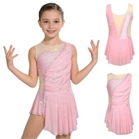Vestido de Baile Latino para Niñas de 6 a 16 Años, Traje de Gimnasia y Patinaje Artístico con Braguitas Integradas, Ropa Deportiva