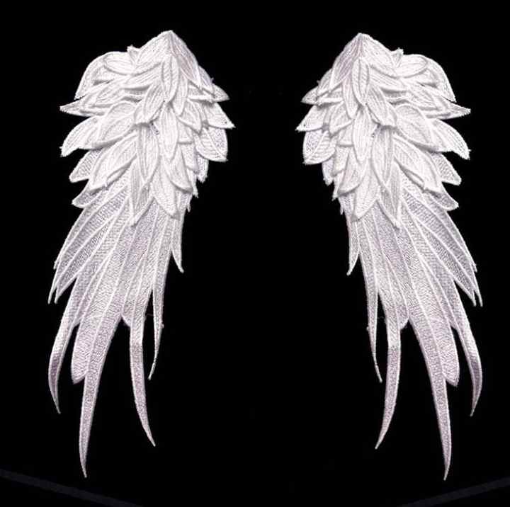 large wings patches for denim jackets,embroidered angel wing
