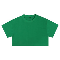 T-shirt court à manches courtes pour femme, 230g, 100% coton, tricoté, coupe ajustée, délavé à l'acide, avec nombril apparent, sérigraphié, haute qualité