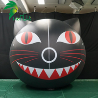 Ballon publicitaire gonflable personnalisé en forme de chat noir Hongyi 2026, en bâche PVC, avec logo LED