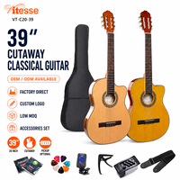 Guitare classique à corps fin de 39 pouces avec table en épicéa, fabricant OEM ODM de guitares