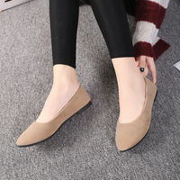 Nouvelles chaussures plates en daim coréen à bout pointu pour femmes, couleur bonbon, chaussures plates pour femmes