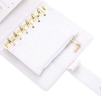Hongbo Best Selling A7 Saffinano Epi Leather Loose Fly Leaf with Pouch and Card Slots for Budget Binder