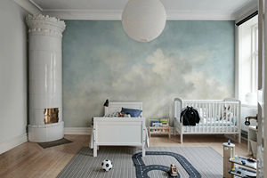 <span class=keywords><strong>Papier</strong></span> <span class=keywords><strong>peint</strong></span> décoratif mural Forêt tropicale verte Ciel bleu Nuages blancs, Murales personnalisables sur le thème de la nature verte - Product Image 3