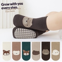 Chaussettes d'apprentissage de la marche mi-mollet pour bébé, déodorantes, sans coutures, épaissies, à motifs de dessins animés, pour garçons et filles, chaussettes d'intérieur