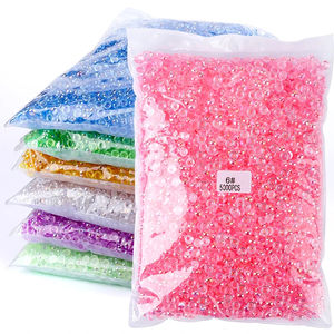 QIAO Halbrunde Perlen Transparente Basis AB Farbe Glitter Harz Flatback Perlen für Kleidung Dekorative Bastel zubehör - Product Image 6