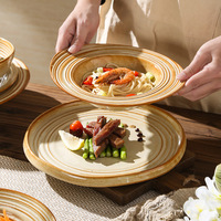 Assiette à steak minimaliste japonaise élégante en céramique rustique rétro pour restaurant, hôtel et usage domestique