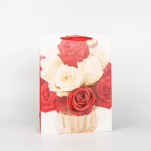 Blumen-Geschenkverpackungsbeutel mit Tragbarer Handgriff für kleine Unternehmen braune Kraftpapiertüten für Geburtstagsfeier-Geschenke, Einkauf