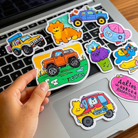 Pack d'étiquettes adhésives personnalisées, autocollants découpés, impression personnalisée de logo de dessin animé en vinyle étanche avec motif holographique