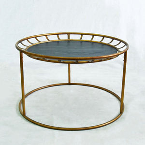 Table basse ronde en métal doré rustique antique INNOVA, décorative, durable, meubles de salon, côté central - Product Image 1