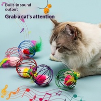 Jouet pour chat : Balle à la menthe résistante aux morsures, petite souris et bâton à mâcher avec sisal et plumes – Ensemble anti-ennui