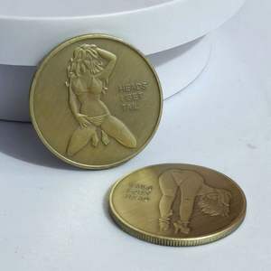 Antiek Messing Bronzen Souvenir Munt Sexy Meisje Herdenkingsmunt Godin Geluksmunten - Product Image 6