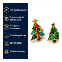 MOQ 50 PIÈCES – Badge émaillé Arbre de Noël plaqué or, symbole de fêtes pour décoration de Noël, souvenir de fête