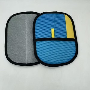 Pet Hair Removal <b>Gloves</b> Blue Polyester With Yellow Stripe Design <b>For</b> Long Haired <b>Cats</b> <b>Grooming</b> Tool - Product Image 2