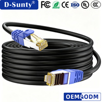 Kabel Komunikasi Tembaga CAT8 FTP Patch Cord 28AWG 8 Konduktor Kabel Tembaga Terlilit 5m 10m Pusat Data Ruang Server Gaming