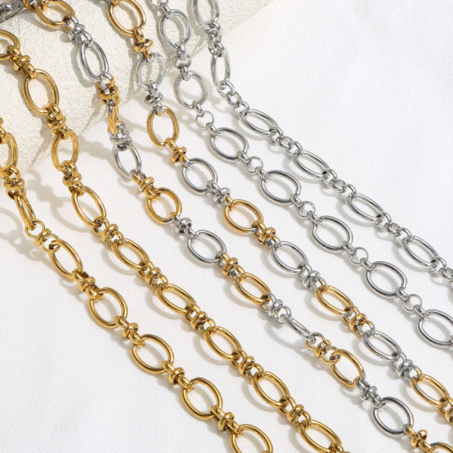 D376 High Quality Stainless Steel Chain Bulk Roll Link Chain Gold Silver Mix Plated Chain for Necklace Bracelet Diy