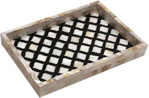 ถาดเสิร์ฟไม้และไม้ไผ่สำหรับร้านอาหารโรงแรมถาดเสิร์ฟพร้อมฝังมุกลายแม่ของไข่มุก - Product Image 5